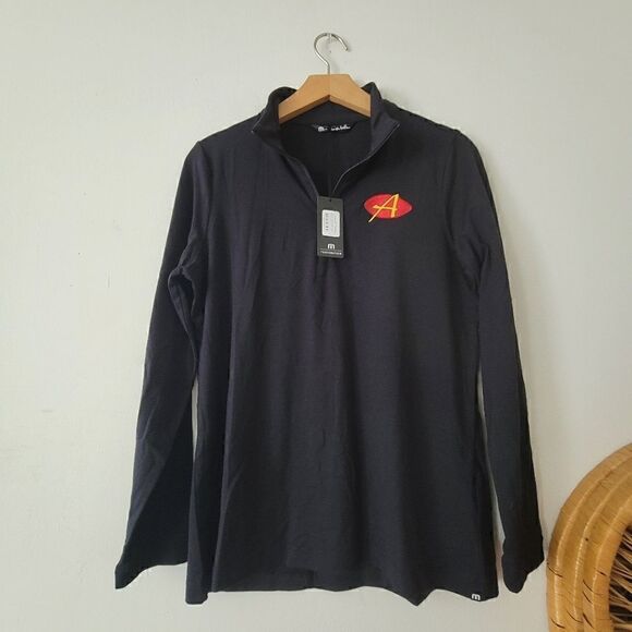 Travis Mathew Crestview 1/4 Zip Pullover Black Logo NWT M - Picture 1 of 11